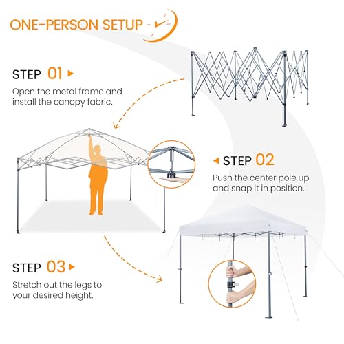 Yaheetech 12x12 Pop Up Canopy Easy Set-up Tent, Portable Outdoor Canopy Instant Tent, Commercial Gazebo with Wheeled Carry Bag & 4 Sandbags for Home, Party & Outdoor Activities, White Yaheetech