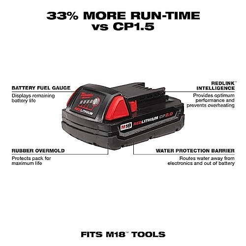 Milwaukee 48-11-1820 M18 18v REDLITHIUM 2.0 Compact Battery Pack Milwaukee