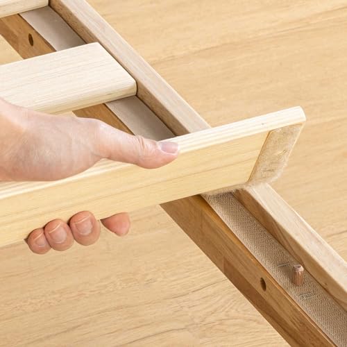 Mellow Naturalista Classic 12 Inch Solid Wood Platform Bed with Wooden Slats, Queen, White Wash Mellow