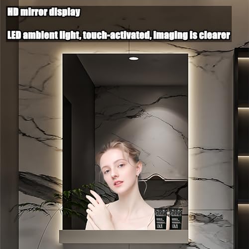 ZGNBSD Bathroom Vanity with Sink - Floating Bathroom Vanity with Drawer and LED Smart Mirror, Luxury Solid Wood Bathroom Vanity, Wall Mounted (52“) ZGNBSD