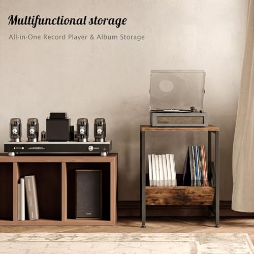 VonDream Spacious Turntable Stand with Vinyl Record Storage, Holds 80+ LPs, All-in-One Record Player & Album Storage, Record Player Stand with Storage VonDream
