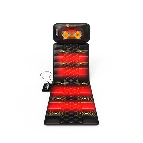 DOPICT Massage Mat, Detachable Neck Massager, Full Body Vibration Heating, Massage Pad with 10 Vibrating Motors and 9 Speed Settings for Home Office Use, Gift for Men Women Parents Christmas,Black DOPICT