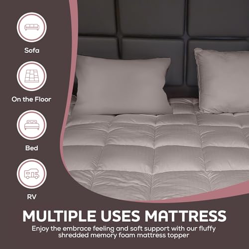 CirclesHome Grey Futon Mattress Toppers with Anti-Slip Anchors - Futon Cover Filled with Plush Down Alternative Fill - Full Size Futon Cover is Soft, Comfortable and Allergy Free (Size: 54 x 75 x 2) CIRCLESHOME
