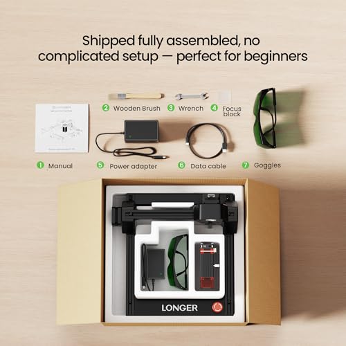 LONGER RAY5 Laser Engraver 2500mW High Precision 0.04 * 0.04mm Laser Cutter and Engraving Machine 130x130mm Working Area Mini Portable Laser Engraver for Wood Metal Acrylic Glass Longer