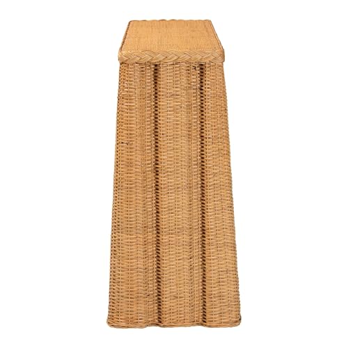 Bali & pari Andrea Natural Rattan Console Table - Handwoven Wicker Accent Table with Pleated Skirt, Boho Coastal Decor bali & pari