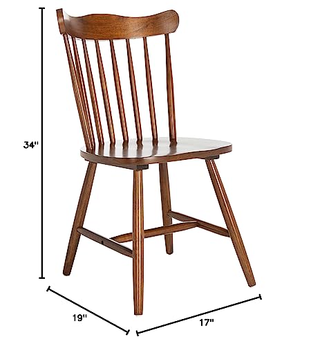 SAFAVIEH Home Collection Reeves Farmhouse Walnut Brown Spindle Back Living Room Accent Dining Chair SAFAVIEH