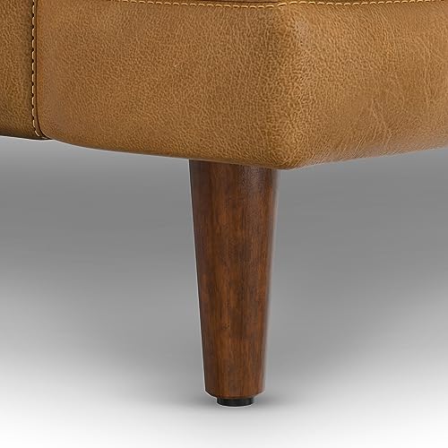 SIMPLIHOME Livingston 90-inch Wide Sofa in Sienna Top Grain Genuine Leather, Handcrafted Mid-Century Modern Couch for Living Room, Large 3-Seater with Feather-Wrapped Cushions and Solid Wood Frame SIMPLIHOME