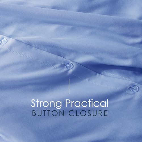 Hearth & Harbor Calm Blue Duvet Cover Queen Size - 3 Piece Soft Double Brushed Bedding Set - Includes 1 Queen Duvet Cover with Button Closure 90x90 inches and 2 Pillow Shams Hearth & Harbor