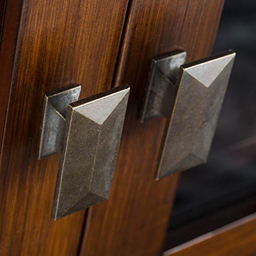 SIMPLIHOME Artisan SOLID WOOD 30 inch Wide Contemporary Low Storage Cabinet in Russet Brown, with 2 Tempered Glass Doors, 2 Adjustable Shelves SIMPLIHOME