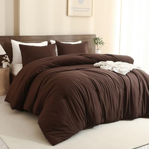 Paxrac Earthy Brown Comforter Twin/Twin XL Size, Neutral 2 Pieces Comforter Set, Lightweight Solid Bedding Set, All Seasons Soft Fluffy King Comforter Set (68x90In Comforter & 1 Pillowcase) Paxrac