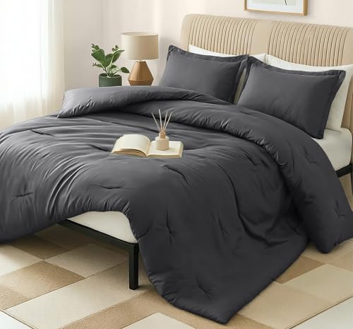 Queen Comforter Set 3 Piece Grey by Utopia Bedding, Comforters Queen Size, Bedding Comforters Sets, Down Alternative Soft Bed Set, 1 Comforter (88 x 88 inches) 2 Pillow Shams (20 x 26 inches) Utopia Bedding