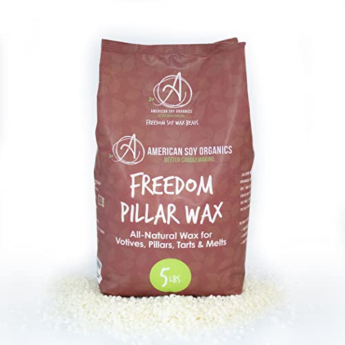 American Soy Organics Freedom Soy Wax Beads for Pillar Candle Making - Natural Candle Making Supplies - Paraffin-Free, Beeswax-Free Candle Wax for Votives, Pillars, Tarts, Tealights and Wax Melts 5 lb American Soy Organics