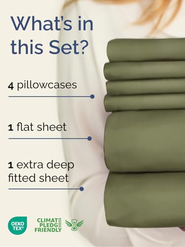 Extra Deep King Sheet Set - 6 Piece Breathable and Cooling Sheets - Hotel Luxury Bedding for Women, Men, Kids & Teens - Easy & Secure Fit - Soft, Wrinkle Free & Comfy - Extra Deep Pockets - Sage Green CGK Unlimited