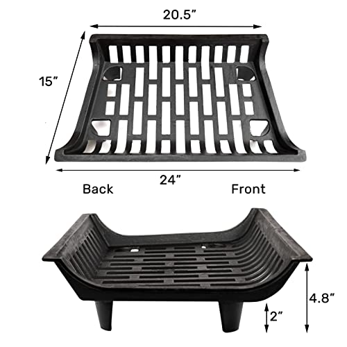 AGTEK 24 inch Fireplace Log Grate Heavy Duty Solid Steel Fire Grates Wood Stove Chimney Burning Rack Holder AGTEK