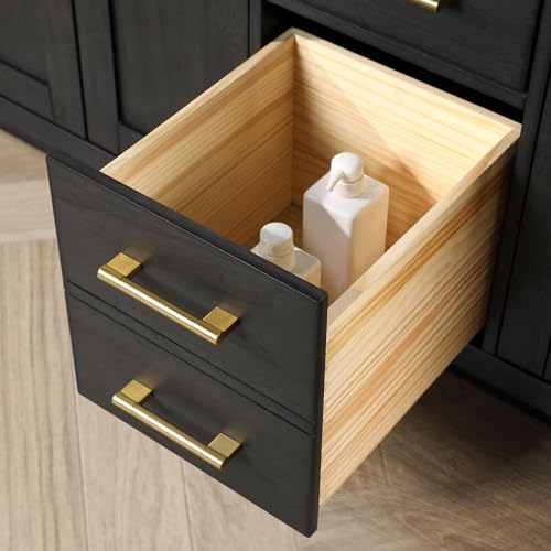 OVE Decors Bailey 60 in. W x 22 in. D x 34.5 in. H Double Sink Bath Vanity in Matte Black Wood with White Engineered Quartz Top OVE Decors