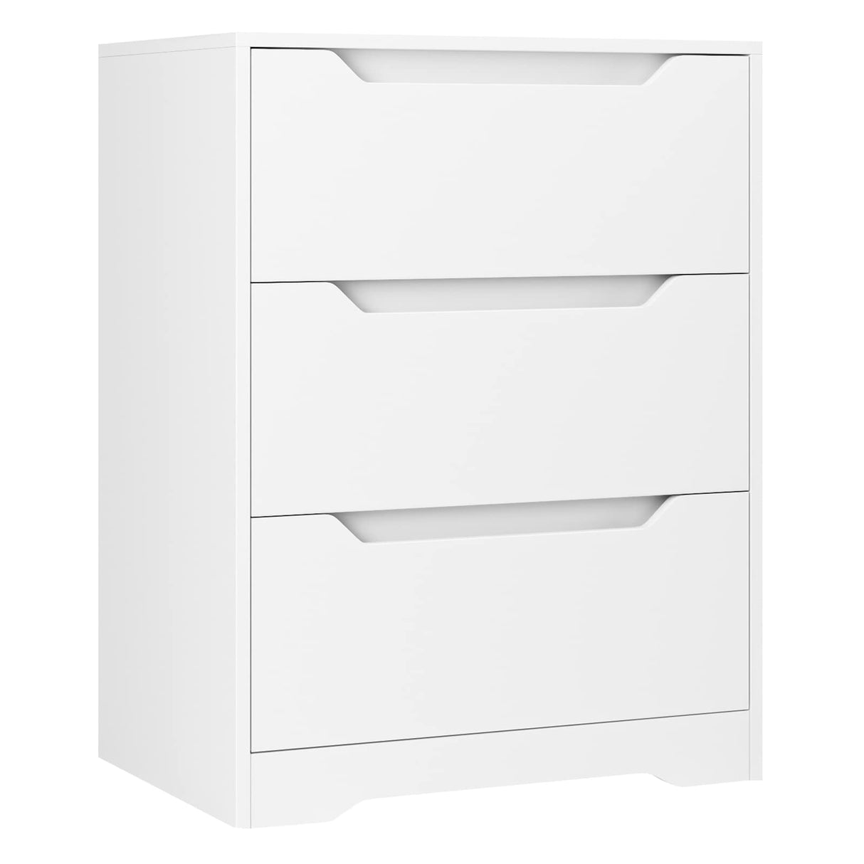 HOSTACK Modern 3 Drawer Dresser, Wood Chest of Drawers with Storage, Tall Nightstand with Cut-Out Handles, Side End Table, Accent Storage Cabinet for Living Room, Entryway, White HOSTACK