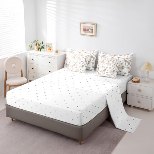 Feelyou Kids Jungle Animals Comforter Set Twin Size Elephant Lion Giraffe Bedding Sets Boys Teens African Safari Animal Bed in a Bag with 2 Pillowcases,Brown Feelyou