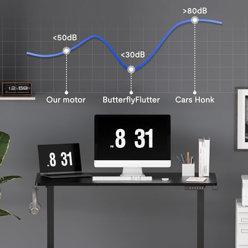 FLEXISPOT Standing Desk Electric Height Adjustable Desk with 40 x 24 Inch Splice Board, Home Office Computer Workstation, Black Top + Black Frame FLEXISPOT