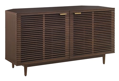 Crosley Furniture Cameron Corner Record Player Cabinet Turntable Stand, Storage for up to 230 Vinyl Records, Brown Crosley Furniture