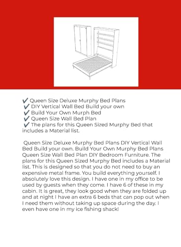 Queen Size Deluxe Murphy Bed Plans DIY Vertical Wall Bed Build Your own The Best DIY Plans Store