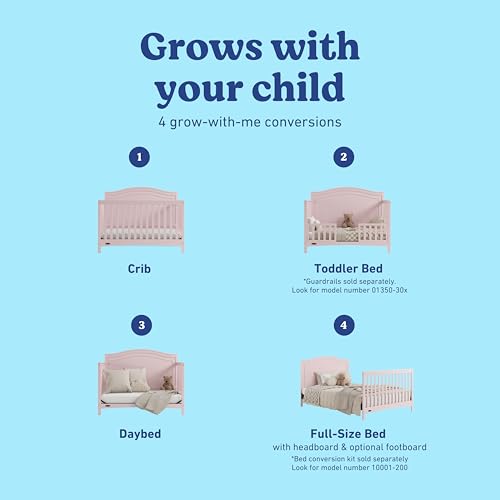 Graco Paris 4-in-1 Convertible Crib – GREENGUARD Gold Certified, Converts to Toddler Bed and Daybed, Fits Standard Full-Size Crib Mattress, Adjustable Mattress Support Base (Blush)