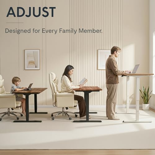 FLEXISPOT E6 MAX Woodix Acacia Solid Wood 60x30 Inch Dual Motor Heavy Duty Standing Desk, 330lbs Capacity, 3-Stage Height Adjustable Desk w/Cable Management & Wheels(Walnut Acacia Wood + Black Frame) FLEXISPOT