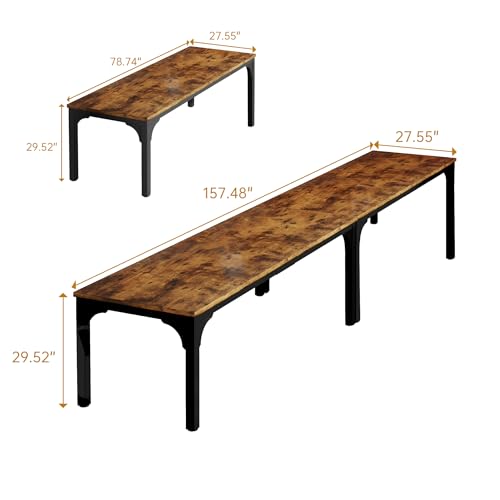 13FT Conference Table, Super Sturdy Large Rectangle Meeting Seminar Table for 10-14 Person, Long Business Tables, 2 Pcs Brown Trggivs