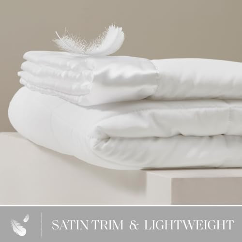 Madison Park Windom Down Alternative Blanket, Premium 3M Scotchgard Moisture Wicking Treatment, Lightweight and Soft Bed Cover For All Season, Satin Trim, White Twin Madison Park