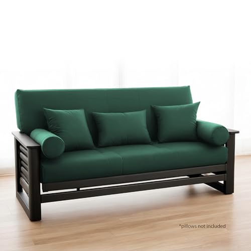 National Allergy 100% Cotton Zippered Futon Cover Full Size - Hunter Green - Machine Washable Futon Mattress Cover with Zipper, Durable Armless Sofa Bed Covering (54x75) National Allergy