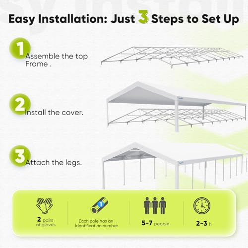 Quictent 20x60 Heavy Duty Party Tent for Parties Outdoor Large Canopy Wedding Event Shelter Wedding Tents for Parties with Storage Bags(Church) Quictent