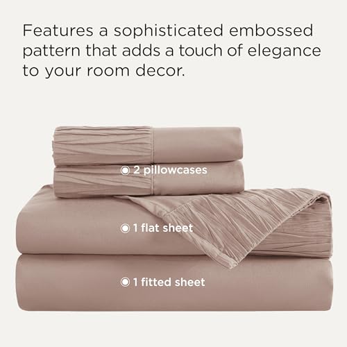 Bedsure King Size Sheets Set - 4 Pieces Soft King Sheets - Breathable & Cooling - Hotel Luxury - Easy Care Polyester Microfiber Bedding for Women, Men, Khaki Bedsure