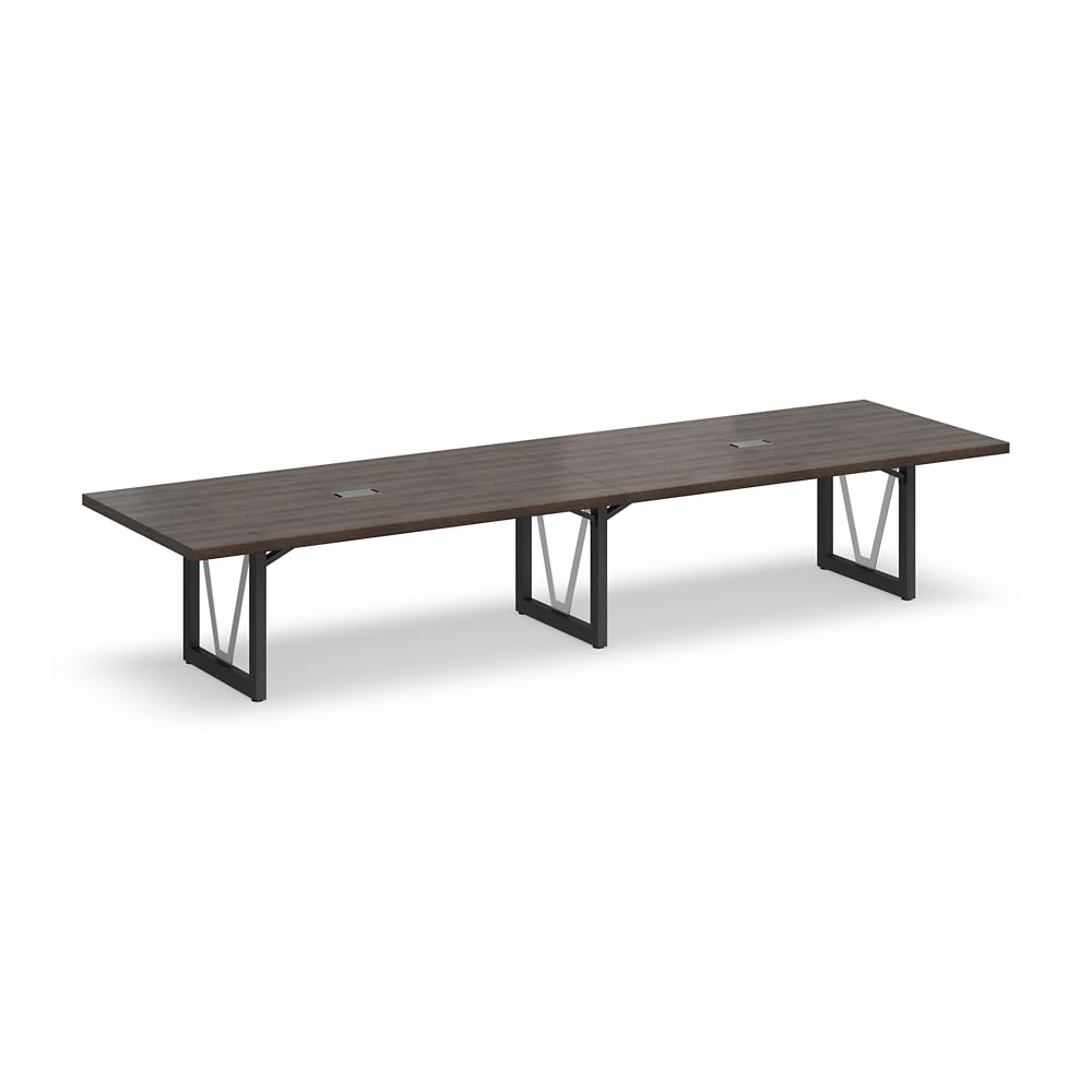 nbf signature series District 14' Conference Table Southern Walnut/Black Base | Industrial Design, Laminate Top, Cable Management, Grommet Covers, Solid Wood Frame nbf signature series