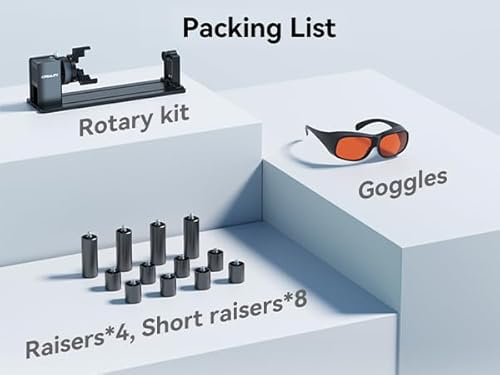 Creality Laser Rotary Roller Pro, 4-in-1 Y-axis Rotary Chuck for Creality Falcon Series Laser Engravers, Includes M6 Riser for Falcon A1, Multi-Function Rotary Kit with Goggles for Cylindrical Objects SainSmart