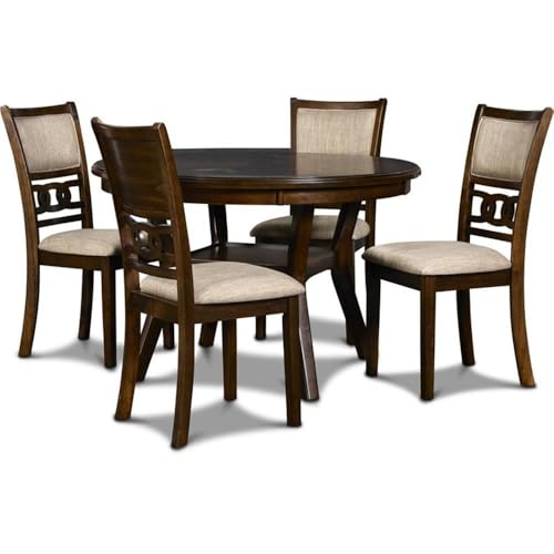 Pemberly Row Solid Wood 5-Piece Round Dining Set in Cherry Brown Pemberly Row