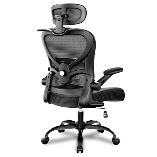 Freepub Ergonomic Office Chair with Headrest 3D, Mesh Office Desk Chair with Adjustable Lumbar Support, Computer Chair with Flip up Armrests, 350LBS Capacity - Design for Home/Offices - Black Freepub