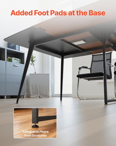 VEVOR Conference Table, 8 ft Boat Shaped Office Meeting Table for 10 Person, Modern Large Boat Meeting Desk with Metal Legs, Ideal for Office, Boardroom, Conference Room, Easy Assembly, Black & Brown VEVOR