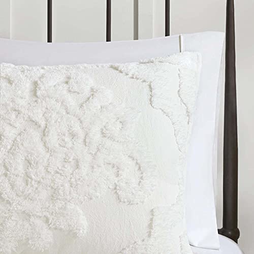 Madison Park Tufted Chenille Cotton Comforter, All Season Bedding Set, Matching Shams, Viola, Damask Off White King/Cal King(104"x92") 3 Piece Madison Park