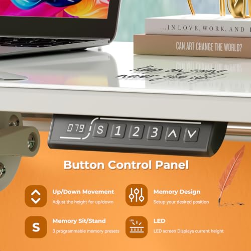 Liftsync 35inch Glass Standing Desk,90° Tiltable Mobile Rising Desk Height Adjustable,Whole Piece Rolling Drafting/DrawingTable with Wheels,Foldable Small Laptop Art Desk,White Liftsync