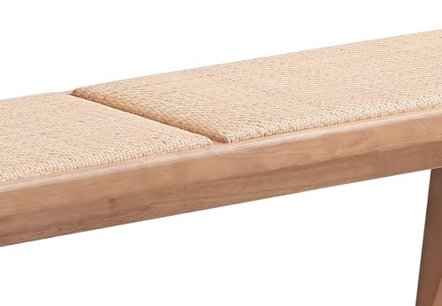aphrophina Outdoor Rattan Backless Bench, Compact Design for Flexible Seating, Mid-Century Modern Style, Natural Finish aphrophina
