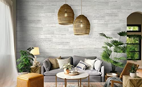 COLAMO 10pack White-Washed Weathered Real Pine Wood Peel and Stick Backsplash Wall Planks, Self Stick On Shiplap Boards Paneling for RV Bedroom Living Room Accent Wall, Adhesive Wooden Wall Panel COLAMO