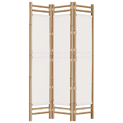 Generic Folding 3-Panel Room Divider 47.2" Bamboo and Canvas8KG Generic