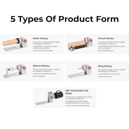 TOOCAA 5-in-1 Rotary Roller Set For Engraving Cylindrical Objects TOOCAA