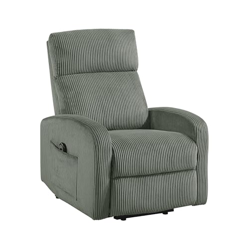 Lexicon Power Lift Recliner Chair for Elderly with Remote Control, Gentle Lift Motion, Side Pocket Armrest, Corduroy Upholstered Electric Recliner for Living Room/Bedroom, Easy Assembly, Green