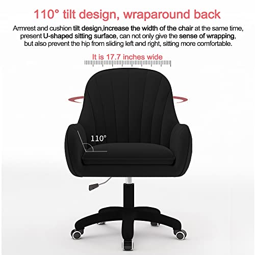 XUEGW Home Office Chair Computer Chair with Mid-Back Upholstered Modern Tufted Computer Task Chair Swivel Height Adjustable Velvet Accent Chair Suitable for Bedroom, Study XUEGW