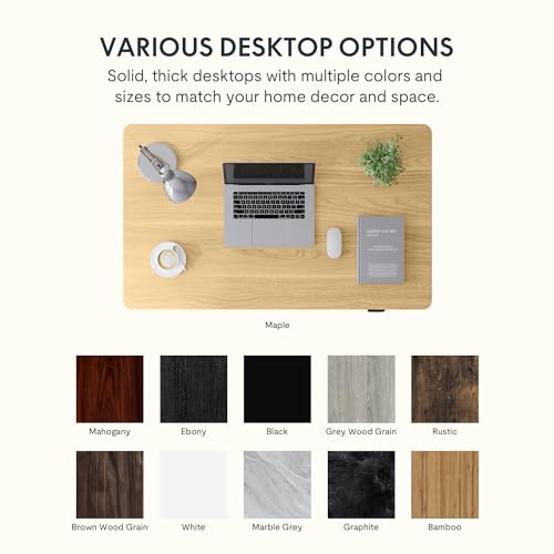 FLEXISPOT Standing Desk 48 x 24 Inches Height Adjustable Desk Whole-Piece Desktop Electric Stand up Desk Home Office Table for Computer Laptop (White Frame + 48 in Maple Desktop) FLEXISPOT