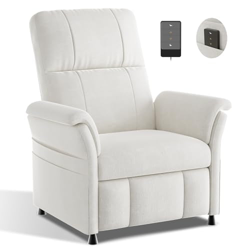 AMADA HOMEFURNISHING Power Recliner Chair for Adults, Adjustable Modern Chenille Reclining Chair with Side Pockets, Remote, Footrest, Thick Seat Cushion for Home Theater, Living Room, Bedroom & RV