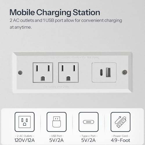 HOOBRO Desktop Bookshelf, Office Desktop Shelf, Desk Hutch with Outlets, Wooden Office Desktop Bookcase, Desktop Organizer Shelf with LED Light Strip and 3 Hooks, for Home, Study, White WT12UDSJ01 HOOBRO