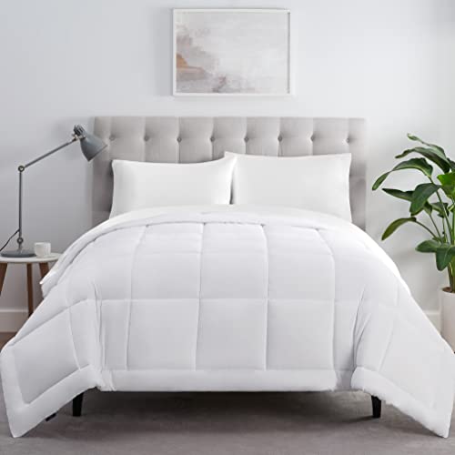 Serta ComfortSure Down Alternative Comforter, Soft Box Stitched Duvet Insert, Quilted Full Comforter with 4 Corner Tabs, All Season Bedding, White Serta