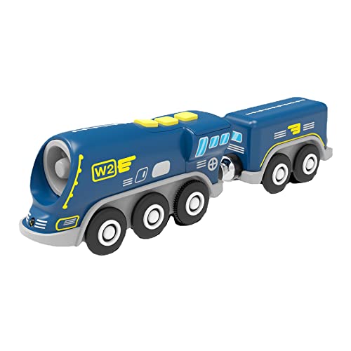 Battery Operated Locomotive Train for Wooden Tracks, Powerful Engine Toy Train Vehicle for Railway Track, Science Fiction Train Car Series Fit All Brands Railroad (Battery Not Included) Z MAYABBO