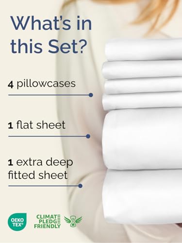 Extra Deep Queen Sheet Set - 6 Piece Breathable and Cooling Sheets - Hotel Luxury Bedding for Women, Men, Kids & Teens - Easy & Secure Fit - Soft, Wrinkle Free and Comfy - Extra Deep Pockets - White CGK Unlimited